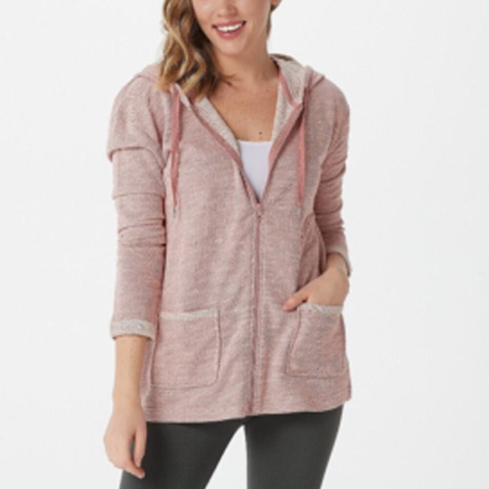 Koolaburra by UGG Womens French Terry Hooded Zip Front Cardigan Size M Ash Rose